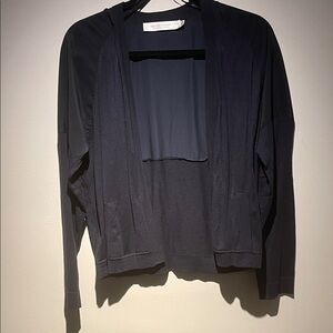 Women's Navy Open Front Cotton Blend Sweater